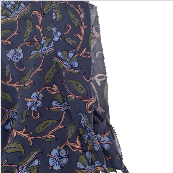 Loft Floral Button Pockets Dress Women Size Small Cap Sleeve Raw Hem Size Small - Picture 4 of 12